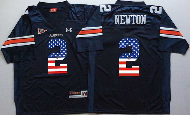 Auburn Tigers #2 Cam Newton Navy USA Flag College Stitched Jersey
